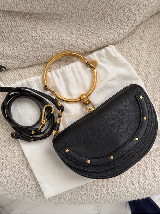 Chloe Handbags - Chloe Nile Small Bracelet Leather Shoulder Bag in Black